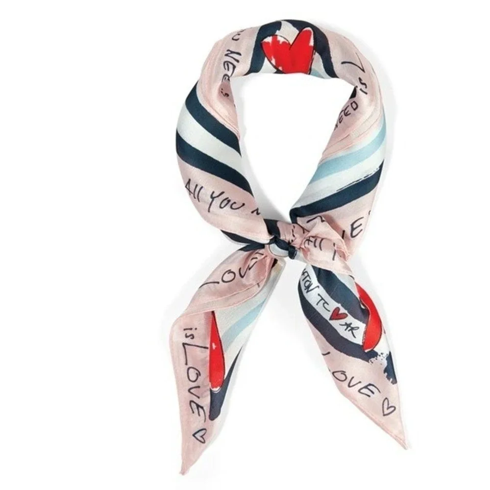 Brighton Color of Love Heart Scarf Pink Navy Multi Square Polyester‎ Tom Clancy